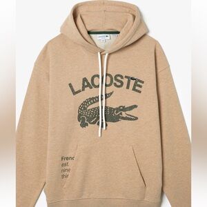 Lacoste Loose Fit Beige Crocodile Hoodie - Size Large - NWOT